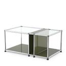 USM Haller table d'appoint plateau verre et compartiment, Vert olive RAL 6003