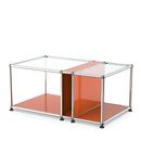 USM Haller table d'appoint plateau verre et compartiment, Orange pur RAL 2004