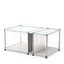 USM Haller table d'appoint plateau verre et compartiment, Blanc pur RAL 9010