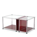 USM Haller table d'appoint plateau verre et compartiment, Rouge rubis USM