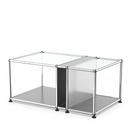 USM Haller table d'appoint plateau verre et compartiment, Argent mat USM