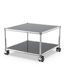 USM Haller table d'appoint avec roulettes, Anthracite RAL 7016, Durs pour tapis