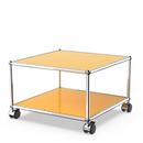 USM Haller table d'appoint avec roulettes, Jaune or RAL 1004, Durs pour tapis