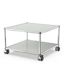 USM Haller table d'appoint avec roulettes, Gris clair RAL 7035, Durs pour tapis