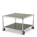 USM Haller table d'appoint avec roulettes, Vert olive RAL 6003, Souples pour sols durs