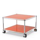 USM Haller table d'appoint avec roulettes, Orange pur RAL 2004, Durs pour tapis