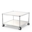 USM Haller table d'appoint avec roulettes, Blanc pur RAL 9010, Souples pour sols durs