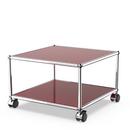 USM Haller table d'appoint avec roulettes, Rouge rubis USM, Souples pour sols durs