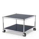 USM Haller table d'appoint avec roulettes, Bleu acier RAL 5011, Durs pour tapis