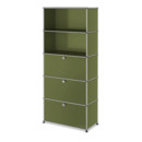 Étagère à dossiers USM Haller M, personnalisable, Vert olive RAL 6003, Ouvert, Avec porte abattante, Avec porte abattante, Avec porte abattante