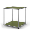 Table d'appoint 35 USM Haller, Panneaux inférieur et supérieur en métal, Vert olive RAL 6003