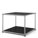 Table d'appoint 50 USM Haller, Panneau supérieur en verre laqué, panneau inférieur en métal, Noir graphite RAL 9011