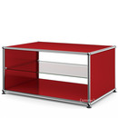 Table d'appoint avec panneaux latéraux USM Haller, 75 cm, Avec tablette intérieure en verre, Rouge rubis USM