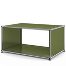 Table d'appoint avec panneaux latéraux USM Haller, 75 cm, Sans tablette intérieure en verre, Vert olive RAL 6003