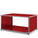 Table d'appoint avec panneaux latéraux USM Haller, 75 cm, Sans tablette intérieure en verre, Rouge rubis USM