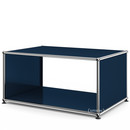 Table d'appoint avec panneaux latéraux USM Haller, 75 cm, Sans tablette intérieure en verre, Bleu acier RAL 5011