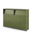 Meuble haut Highboard L USM Haller avec présentoir incliné, Vert olive RAL 6003