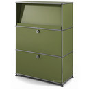 Meuble haut Highboard M USM Haller avec présentoir incliné, Vert olive RAL 6003