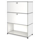 Meuble haut Highboard M USM Haller, personnalisable, Blanc pur RAL 9010, Avec porte abattante, Avec porte abattante, Ouvert