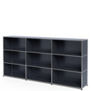 Meuble mixte Highboard XL USM Haller, personnalisable, Anthracite RAL 7016, Ouvert, Ouvert, Ouvert