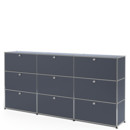 Meuble haut Highboard XL USM Haller, personnalisable, Anthracite RAL 7016, Avec 3 portes abattantes, Avec 3 portes abattantes, Avec 3 portes coulissantes