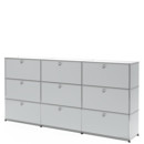 Meuble haut Highboard XL USM Haller, personnalisable, Gris clair RAL 7035, Avec 3 portes abattantes, Avec 3 portes abattantes, Avec 3 portes coulissantes