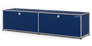 Meuble bas Lowboard L USM Haller avec deux portes abattantes, Bleu acier RAL 5011