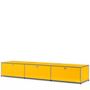 Meuble bas Lowboard XL USM Haller, personnalisable, Jaune or RAL 1004, Avec 3 portes abattantes, 50 cm