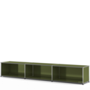 Meuble bas Lowboard XL USM Haller, Édition vert olive, personnalisable, Ouvert, 35 cm