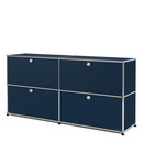 Meuble de rangement Sideboard L USM Haller, personnalisable, Bleu acier RAL 5011, Avec 2 portes abattantes, Avec 2 portes abattantes