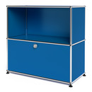 Meuble mixte Sideboard M USM Haller, personnalisable, Bleu gentiane RAL 5010, Ouvert, Avec porte abattante