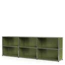 Meuble mixte Sideboard XL USM Haller, vert olive, personnalisable, Ouvert, Ouvert