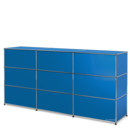 Comptoir d’accueil USM Haller version 1, Bleu gentiane RAL 5010, 225 cm (3 éléments), 50 cm