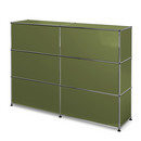 Comptoir d’accueil USM Haller version 1, Vert olive RAL 6003, 150 cm (2 éléments), 35 cm