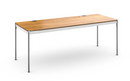 Table USM Haller Plus, 200 x 75 cm, 07-Plaqué chêne laqué naturel, Plateau coulissant à droite