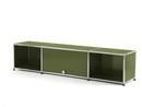 Meuble TV bas Lowboard  USM Haller avec porte escamotable, Vert olive RAL 6003