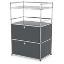 USM Haller meuble mini-bar , Anthracite RAL 7016, Avec 2 portes abattantes