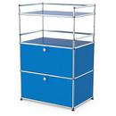 USM Haller meuble mini-bar , Bleu gentiane RAL 5010, Avec 2 portes abattantes