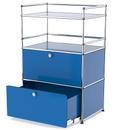 USM Haller meuble mini-bar , Bleu gentiane RAL 5010, Avec porte abattante et porte coulissante (incl. cadre métallique)