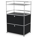 USM Haller meuble mini-bar , Noir graphite RAL 9011, Avec 2 portes abattantes