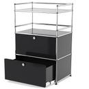 USM Haller meuble mini-bar , Noir graphite RAL 9011, Avec porte abattante et porte coulissante (incl. cadre métallique)