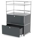 USM Haller meuble mini-bar , Anthracite RAL 7016, Avec porte abattante et porte coulissante (incl. cadre métallique)