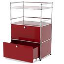 USM Haller meuble mini-bar , Rouge rubis USM, Avec porte abattante et porte coulissante (incl. cadre métallique)