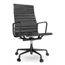 Aluminium Chair EA 119, Aluminium finition époxy noir foncé, Cuir (Standard), Nero