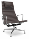 Aluminium Chair EA 124, Poli, Cuir (Standard), Chocolat