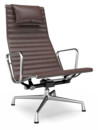 Aluminium Chair EA 124, Poli, Cuir (Standard), Marron