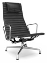 Aluminium Chair EA 124, Poli, Cuir (Standard), Nero