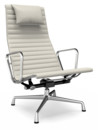 Aluminium Chair EA 124, Poli, Cuir (Standard), Neige