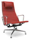 Aluminium Chair EA 124, Chromé, Cuir (Standard), Rouge