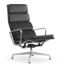 Soft Pad Chair EA 222, Piétement poli, Cuir standard asphalt, Plano gris foncé